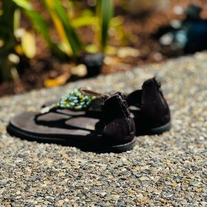 Alegria Brown and Green Sandals with Comfort Fit
